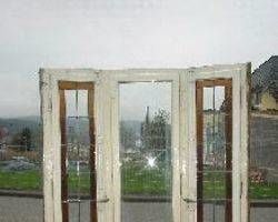 Holzfenster als Erker, bleiverglast, Eiche