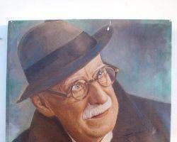 Bild, Öl Gemälde, Malerei, alter Mann  mit Hut