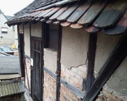 Tiny house Fachwerk haus Garten Hütte Rückbau komplett Dokumentation Wiederverwendung nachhaltig  Altholz balken Dachziegel Altziegel 