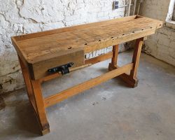Hobelbank Beistelltisch Konsolen Küchen Tisch Waschtisch Massivholz Buche Patina shabby chic used look vintage rustikal